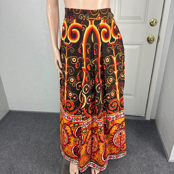Vintage 60s 70s Women's Skirt Floral Mod Polyester Floral Thanksgiving SS1 - Picture 1 of 4
